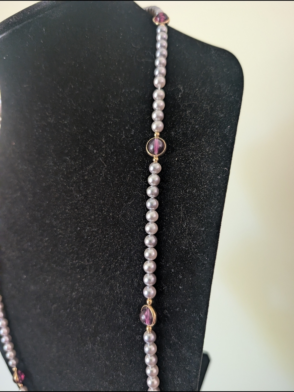 Classic Pearl and Garnet Station Necklace - Women's Jewelry - Picture 9 of 10